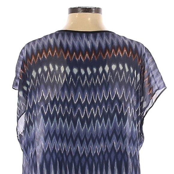 Velvet by Graham & Spencer Silk Sequin Chevron Ikat Blouse S Sheer Boho USA Made - Picture 5 of 9